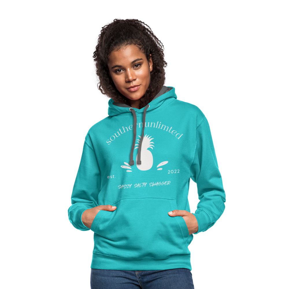 White and teal hoodie sale